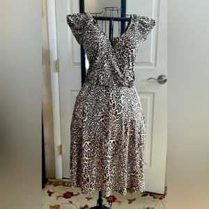 NY&C BEAUTIFUL A-Line MIDI Dress,Animal Leopard Print Super Stretch Fabric CURVY